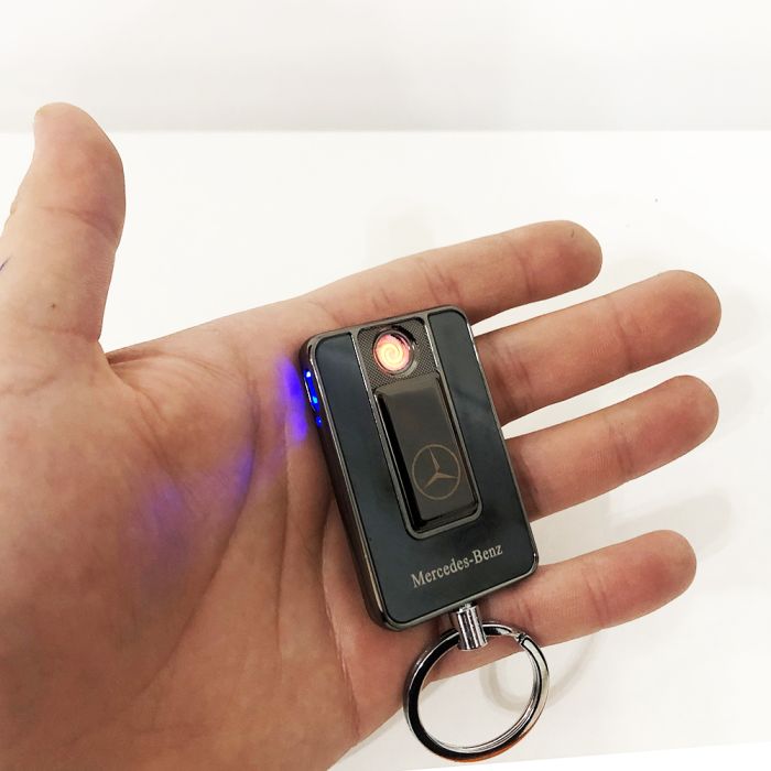 Зажигалка спиральная USB-811. Mercedes. Цвет: черный