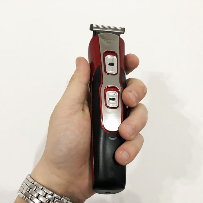 Машинка для стрижки 10в1 GEMEI GM-592, окантовочная машинка, подстригательная машинка. Цвет: красный