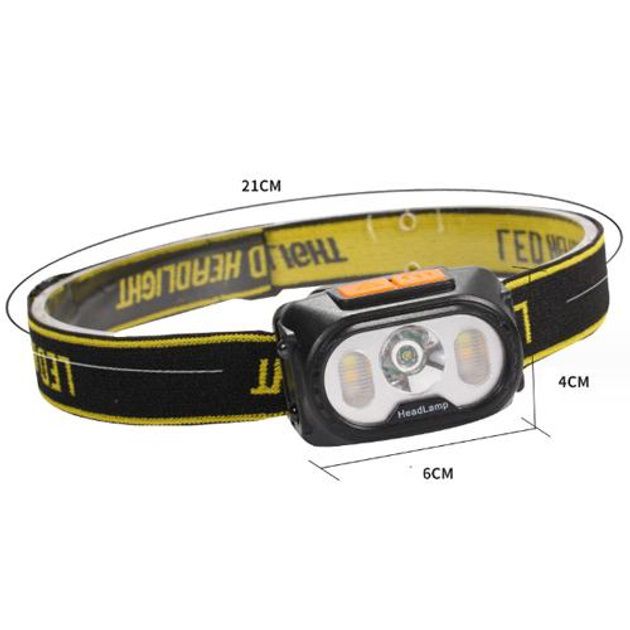 Фонарь налобный 2303-XPE+4SMD(yellow+red), Фонарик налобный мощный, Налобный фонарь для автомеханика