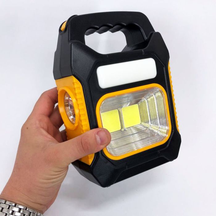 Портативный фонарь лампа JY-978B аккумуляторный с солнечной панелью + Power Bank. Цвет: желтый