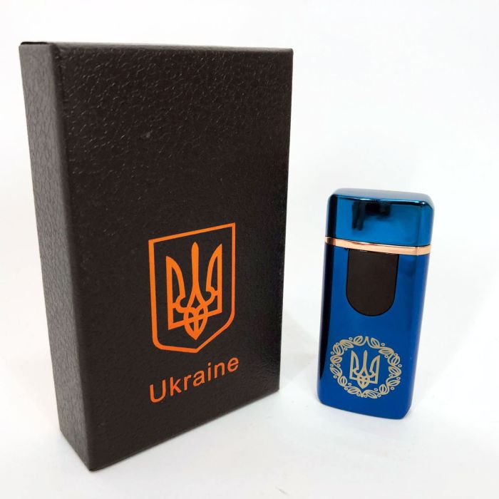 Электрическая и газовая зажигалка Украина с USB-зарядкой HL-435, зажигалки с зарядкой от usb. Цвет: синий