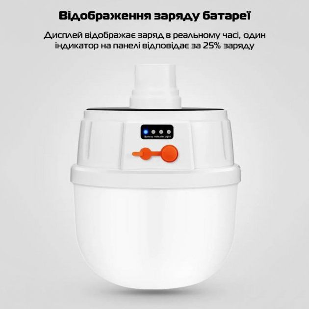 Аккумуляторная кемпинговая LED лампа светильник с солнечной панелью 5 режимов до 8 часов X-Balog BL-2025