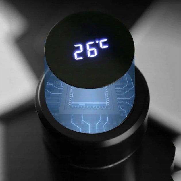 Термос с индикатором температуры 0.5 л, Умный термос с металлическим корпусом, Умный термос с экраном