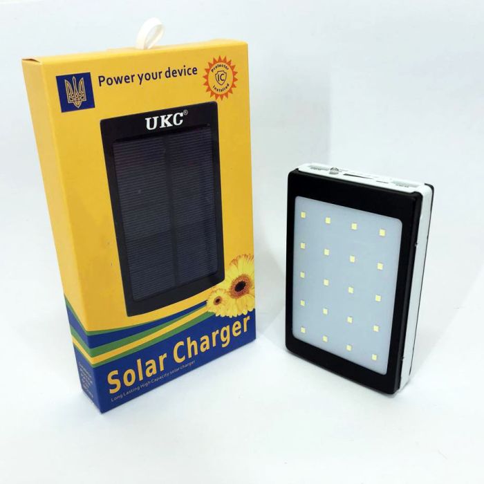УМБ Power Bank Solar 50000 mAh мобильное зарядное с солнечной панелью и лампой. Цвет: белый