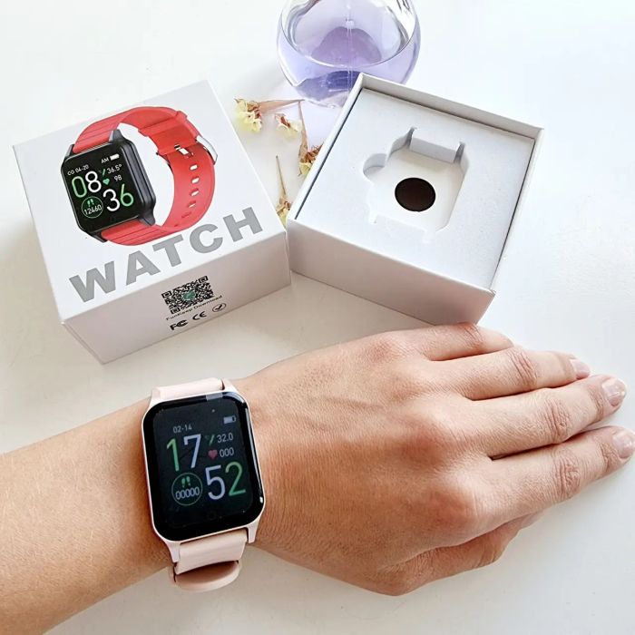 Смарт часы Smart Watch T96 стильные с защитой от влаги и пыли с измерением температура тела. Цвет: розовый