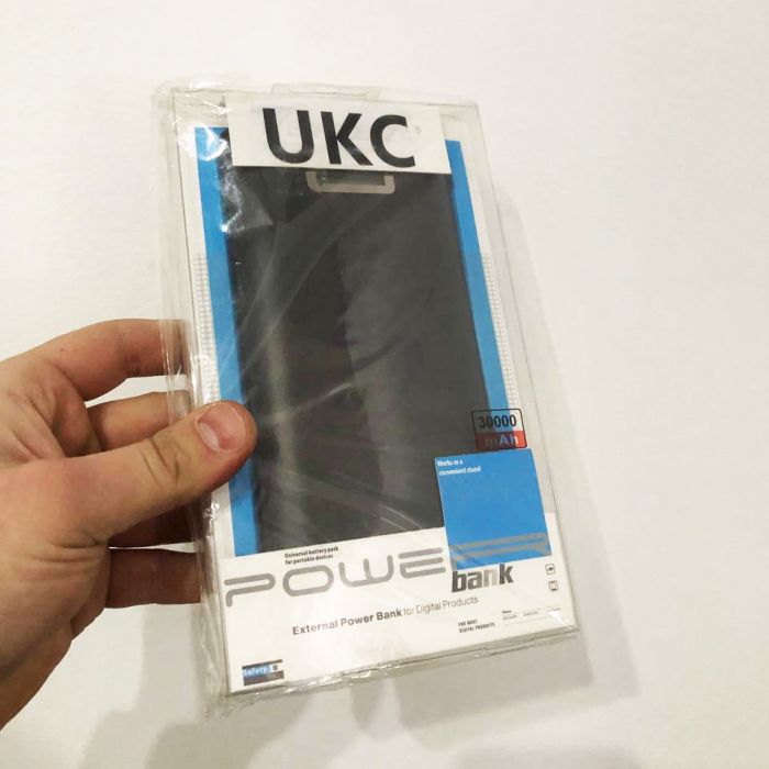 Портативная мобильная зарядка Power Bank 30000 mAh UKC, Внешний аккумулятор, Зарядка power bank. Цвет: черный