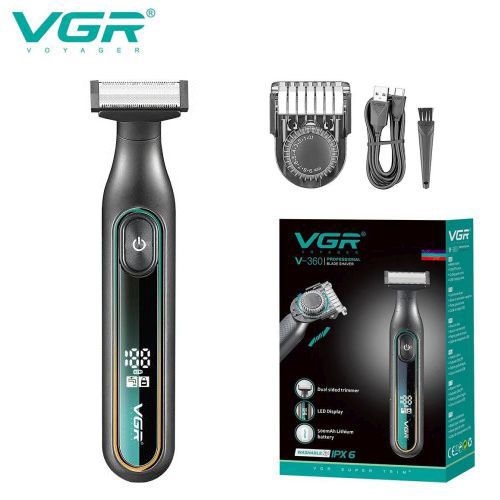 Электробритва VGR V-360 GREEN, Беспроводная электробритва, Триммер для усов, Электробритва с насадками