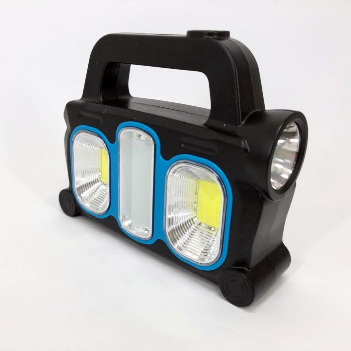 Фонарь ручной на солнечной батарее 3в1 HB-6168-LED+2COB с боковой лампой, 3 режима с функцией Power Bank