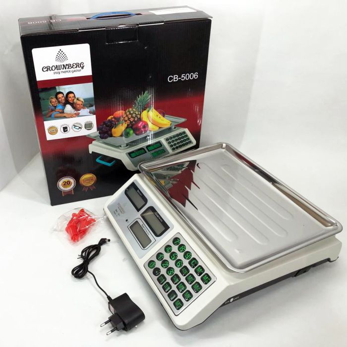 Весы торговые электронные до 50 кг Crownberg CB-5006, Весы торговые до 50 кг, Настольные торговый весы