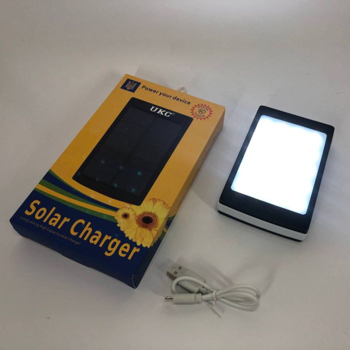 УМБ Power Bank Solar 50000 mAh мобильное зарядное с солнечной панелью и лампой. Цвет: белый