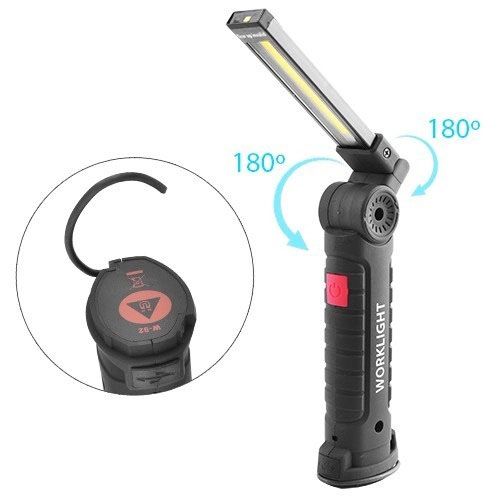 Светодиодный фонарь кемпинг W52 SMD + COB, красный + белый, магнит, крючок, кемпинговый складной фонарь