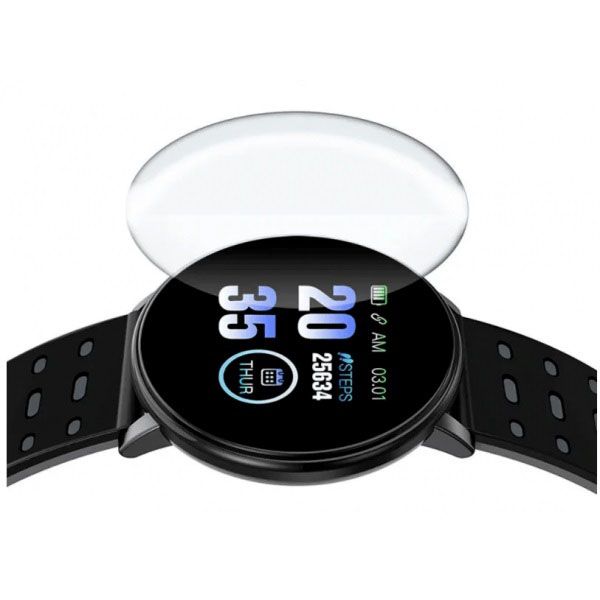 Фитнес трекер умные смарт часы UWatch 119 Plus с шагомером. Цвет: черный