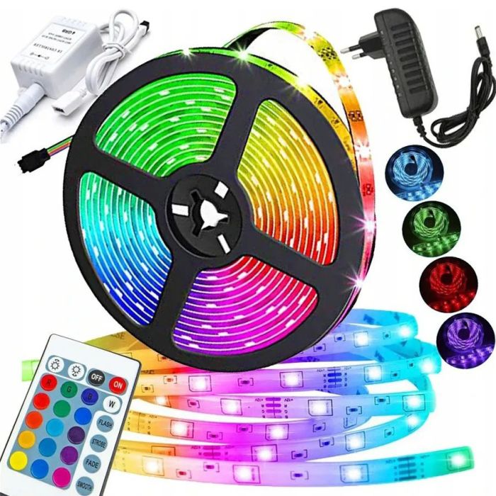 Светодиодная лента SMD 5050 RGB LED 5 м IP65 с bluetooth контролем. подключение 220V