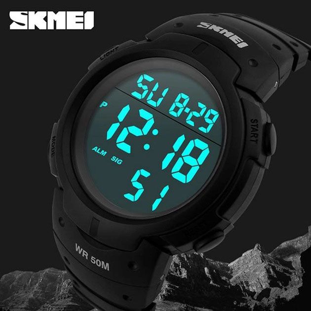 Часы наручные мужские SKMEI 1068BK, водонепроницаемые мужские часы, тактические часы. Цвет: черный