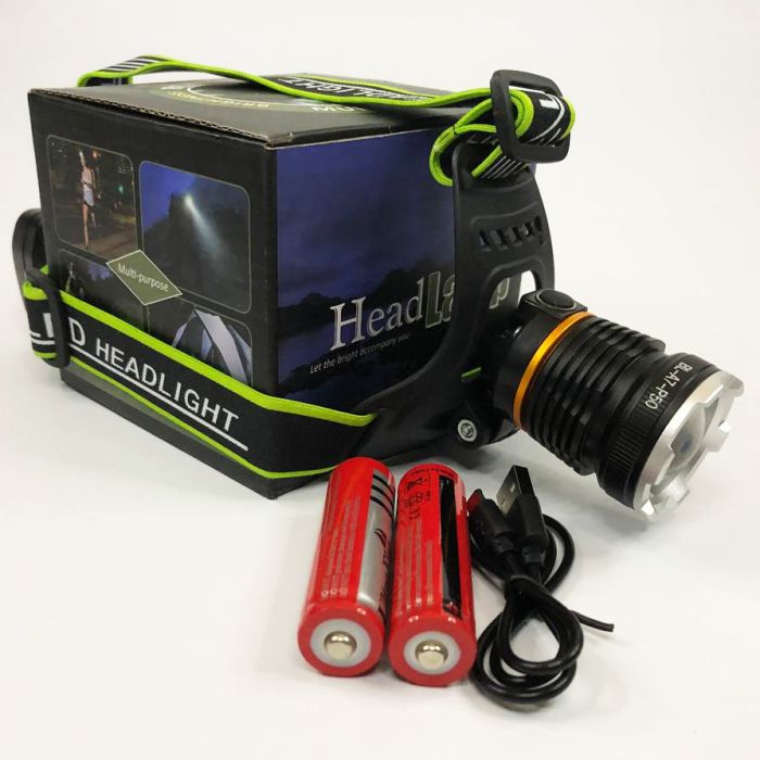 Налобный фонарь Bailong BL-A7-P50, zoom, microUSB, 2х18650, 3 режима, сверхмощный налобный фонарь