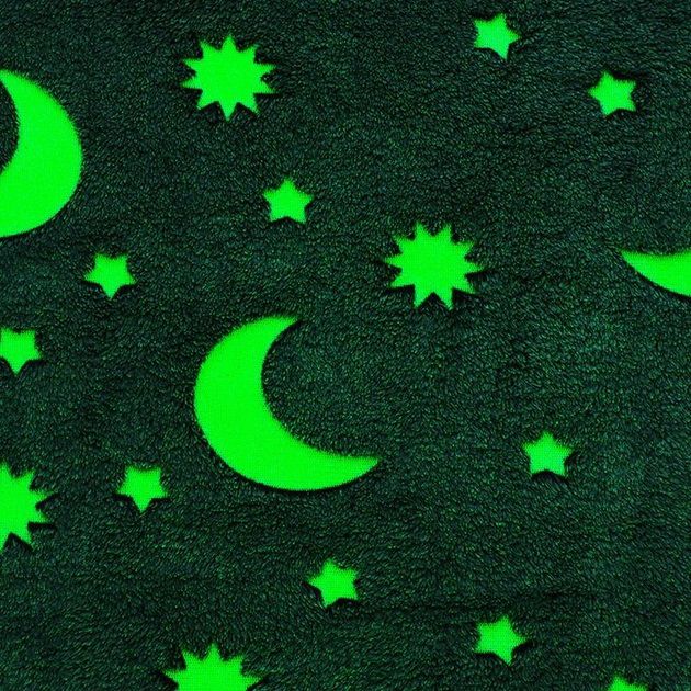 Светящийся в темноте плед плюшевое покрывало Blanket kids Magic Star 150х100 см флисовое одеяло. Цвет: синий