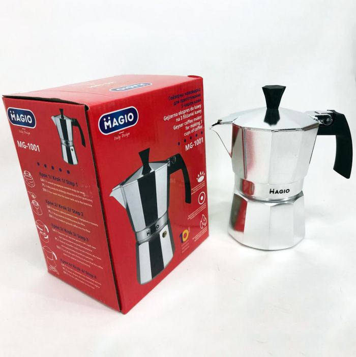 Гейзерная кофеварка Magio MG-1001 150 мл, гейзерная турка для кофе, гейзерная кофеварка из нержавейки