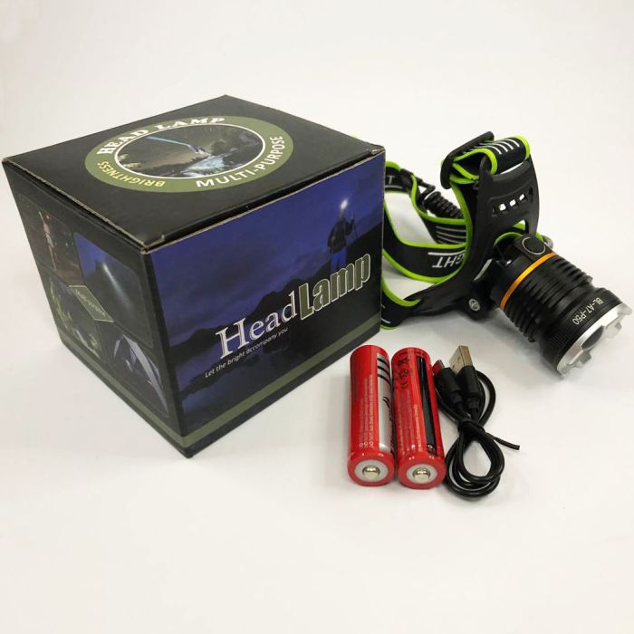 Налобный фонарь Bailong BL-A7-P50, zoom, microUSB, 2х18650, 3 режима, сверхмощный налобный фонарь