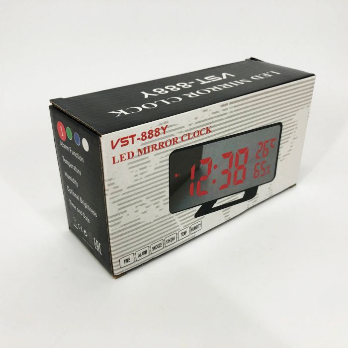 Часы настольные зеркальные VST-888Y-1 USB с красным циферблатом, часы электронные светящиеся