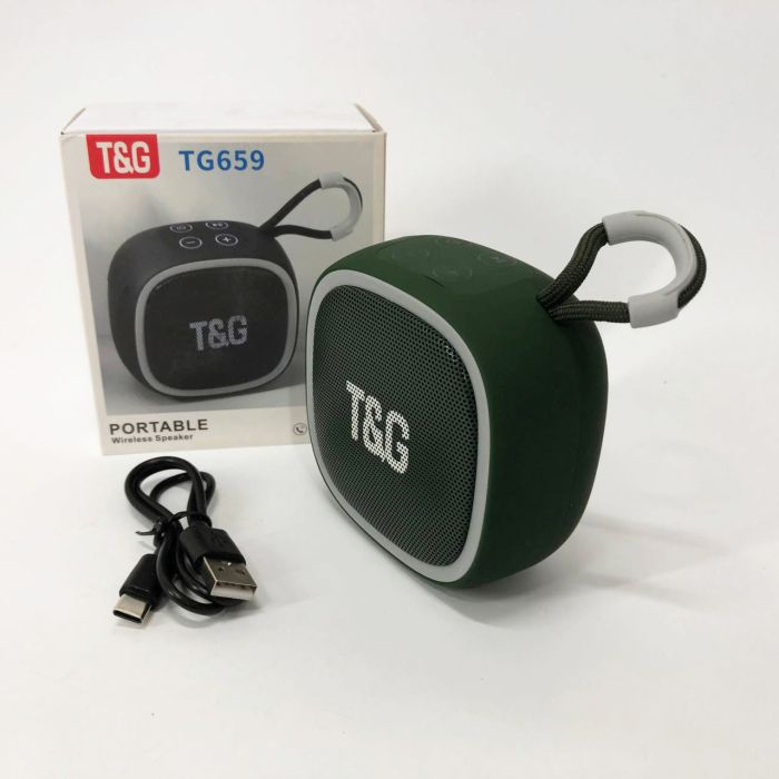 Портативная Bluetooth-колонка TG659 с ремешком, Беспроводная колонка портативная мощная. Цвет: зеленый