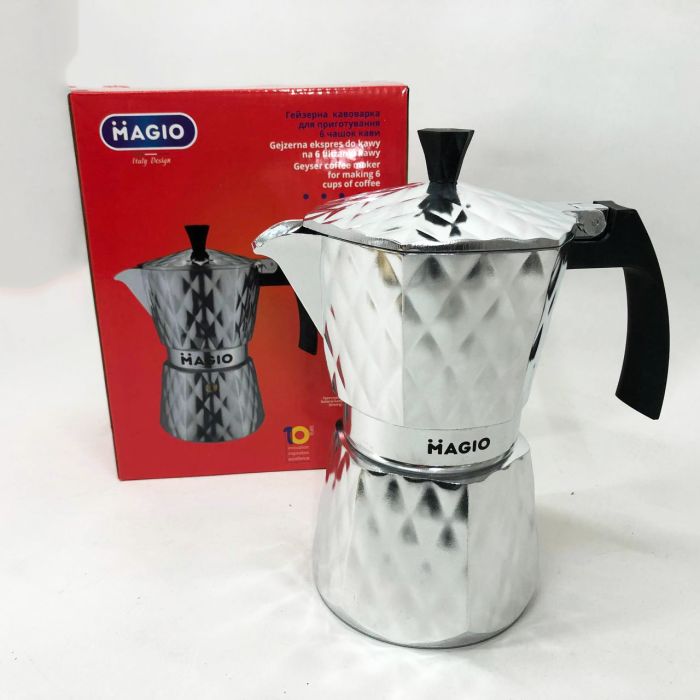 Гейзерная кофеварка Magio MG-1004 300 мл, гейзерная турка для кофе, гейзерная кофеварка из нержавейки