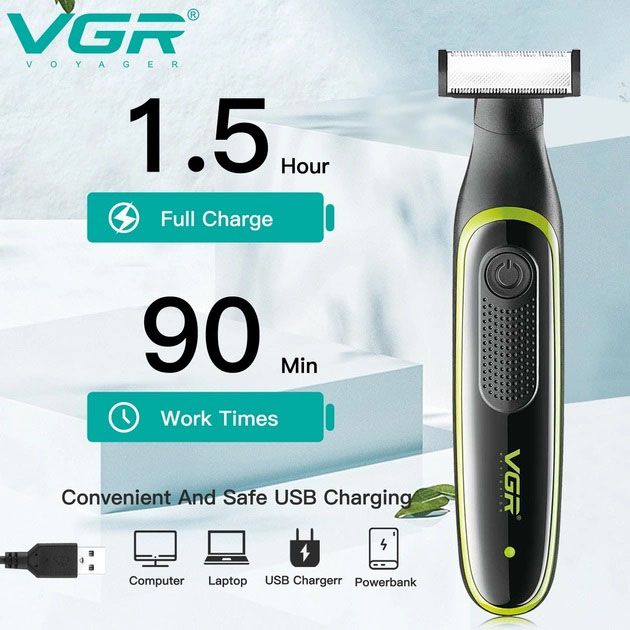 Мужской аккумуляторный триммер для бороды и усов VGR V-017 станок для влажного и сухого бритья