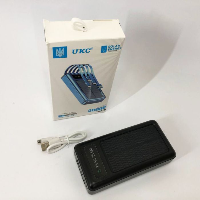 Портативное зарядное устройство на 20000mAh, Power Bank на солнечной батарее, для планшета. Цвет: черный