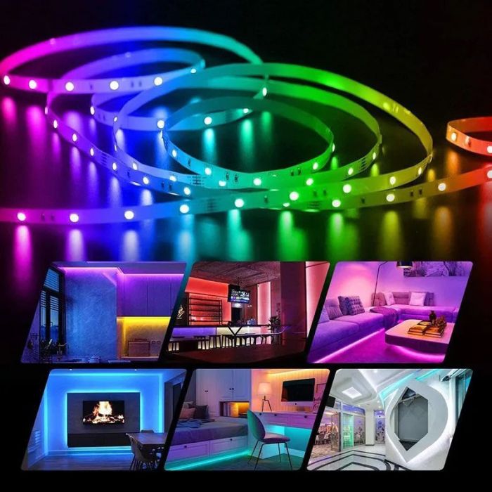 Светодиодная лента SMD 5050 RGB LED 5 м IP65 с bluetooth контролем. подключение 220V