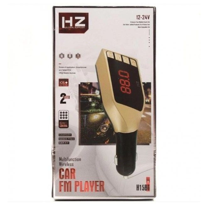 Автомобильный FM трансмиттер модулятор H15 Bluetooth MP3. Цвет: золотой