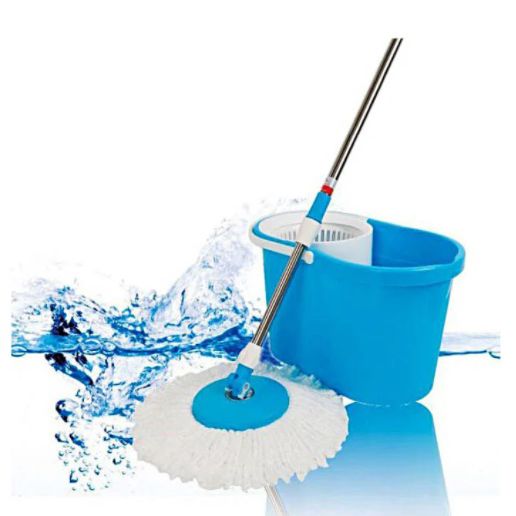 Универсальная швабра с отжимом-центрифугой и ведром Easy Mop Круглая Швабра. Цвет: синий