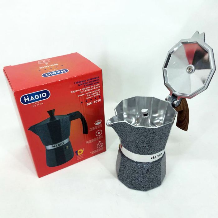 Гейзерная кофеварка Magio MG-1010 150 мл, гейзерная кофеварка для плиты, кофейник гейзерный