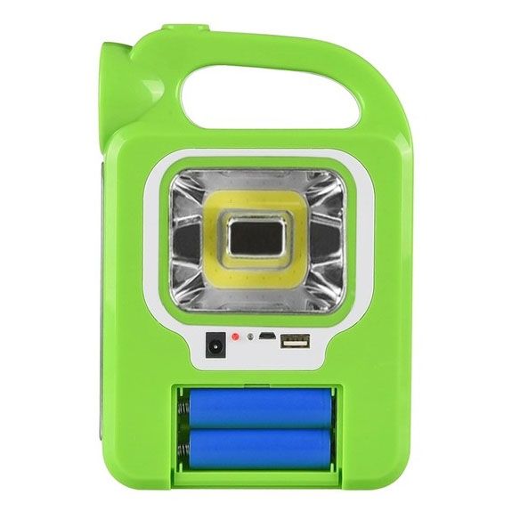 Фонарь кемпинг переносной 6399А - LED+COB, power bank, 2x18650, солнечная батарея. Цвет: зеленый