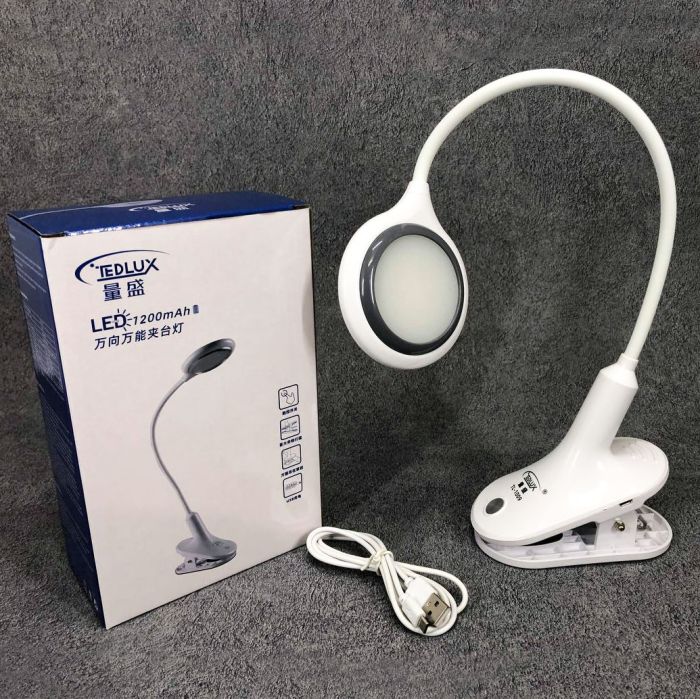 Настольная аккумуляторная лампа светильник Tedlux TL-1009 LED на гибкой ножке и прищепке