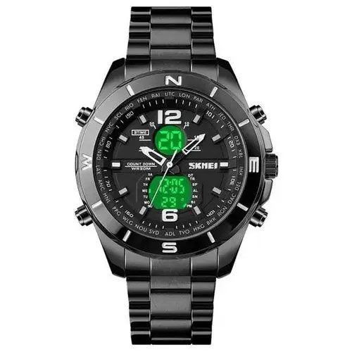 Часы наручные мужские SKMEI 1670BKWT BLACK-WHITE, Армейские часы противоударное. Цвет: черный
