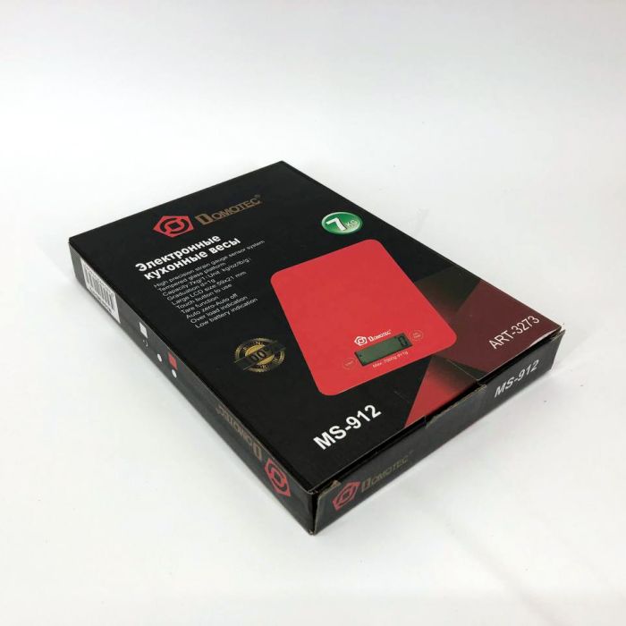 Весы кухонные DOMOTEC MS-912 Glass, весы пищевые, весы кулинарные, компактные весы. Цвет: красный