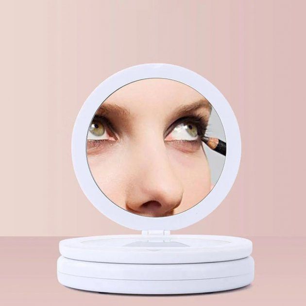 Зеркало для макияжа Large Mirror с LED-подсветкой, светящееся зеркало для макияжа. Цвет: белый