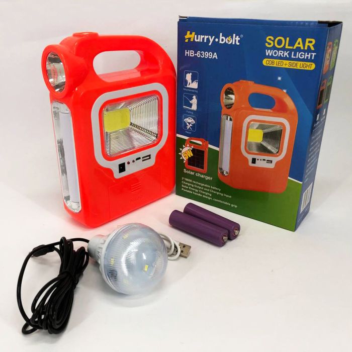 Фонарь кемпинг переносной 6399А - LED+COB, power bank, 2x18650, солнечная батарея. Цвет: оранжевый