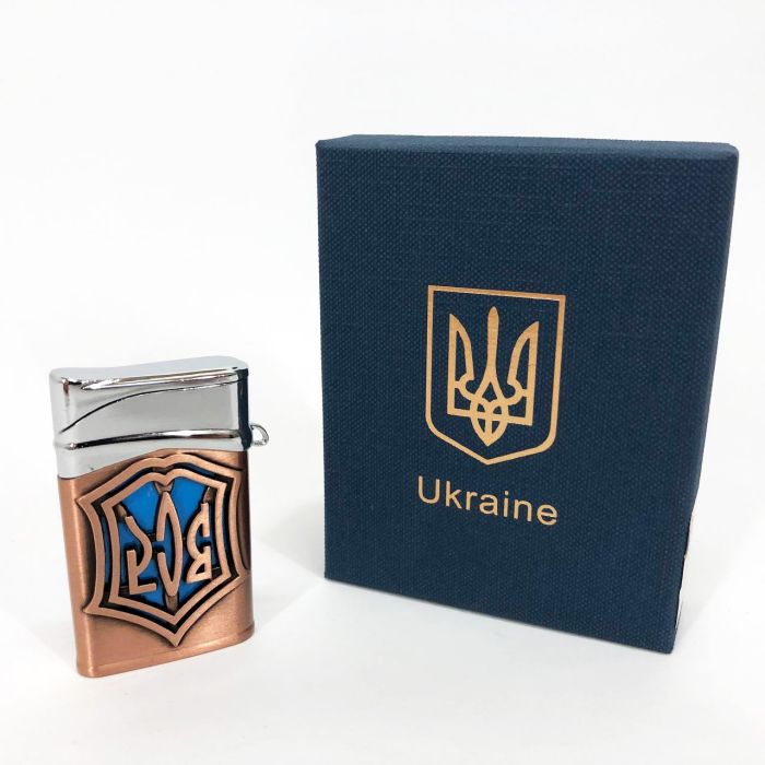 Зажигалка газовая ЗСУ Подарочная коробка, Острое пламя HL-4112-4, Зажигалка с турбонаддувом. Цвет: бронза