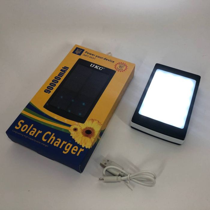 УМБ Power Bank Solar 90000 mAh мобильное зарядное с солнечной панелью и лампой, Power Bank Charger Батарея
