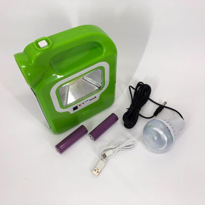 Фонарь кемпинг переносной 6399А - LED+COB, power bank, 2x18650, солнечная батарея. Цвет: зеленый