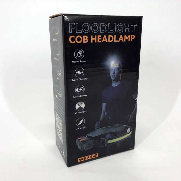 Фонарь налобный BL-W678-2-P50+COB Line со встроенным аккумом, датчик движения, зум, индикация заряда