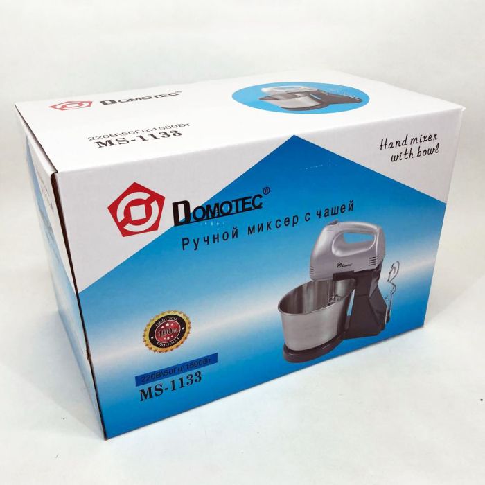 Ручной миксер Domotec MS-1133 миксер с металлической чашей и подставкой, миксер кухонный стационарный