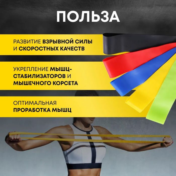 Эспандер ленточный для фитнеса, Эластичная резинка фитнес, Резинка эспандер для фитнеса упражнения