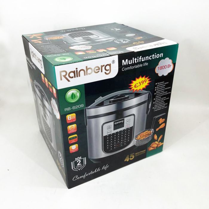Мультиварка пароварка Rainberg RB-6209 45 программ 6 л 1000W, Сенсорная мультиварка рисоварка