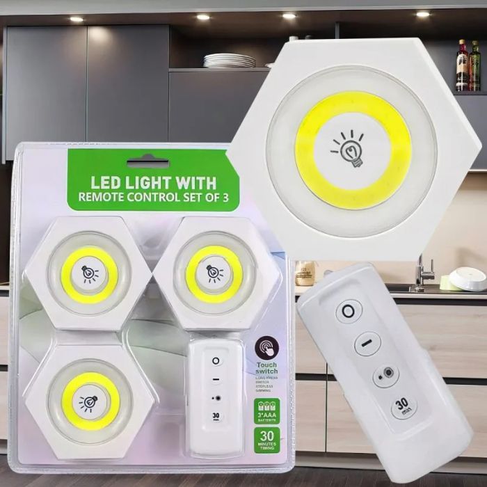 Набор из трёх LED Ламп Bailong BL-1010 с Пультом и Таймером Отключения Два Режима Яркости
