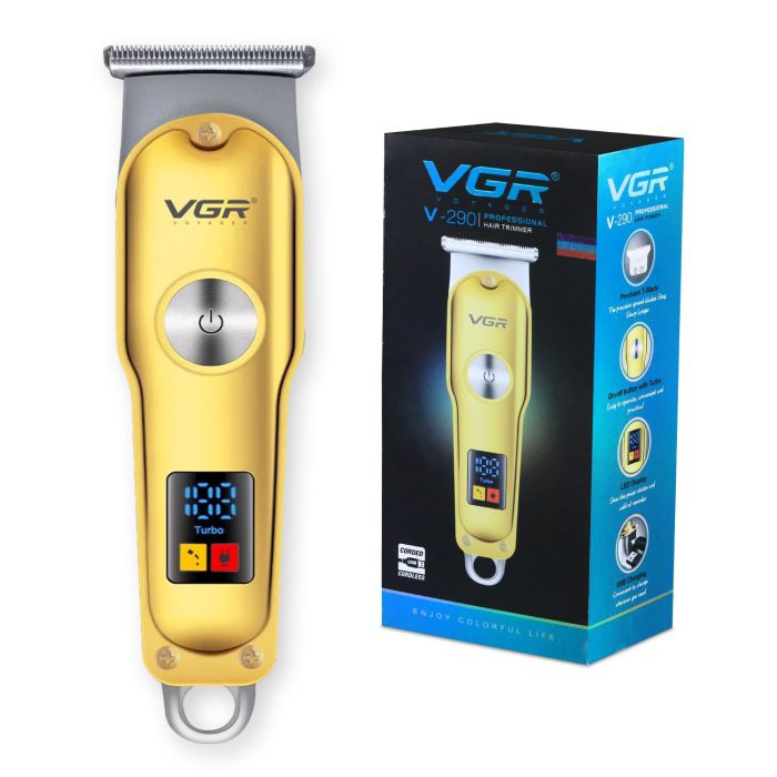 Триммер для волос и бороды VGR V-290 LED Display 3 насадки, машинка для стрижки волос домашняя