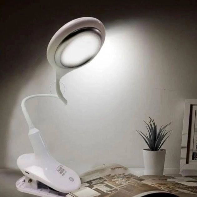 Настольная аккумуляторная лампа светильник Tedlux TL-1009 LED на гибкой ножке и прищепке