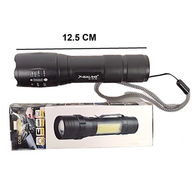 Фонарик аккумуляторный ручной Bailong BL-29 диод T6 + COB зарядка от USB, фонарик led, водонепроницаемый
