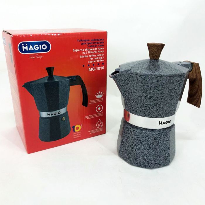 Гейзерная кофеварка Magio MG-1010 150 мл, гейзерная кофеварка для плиты, кофейник гейзерный