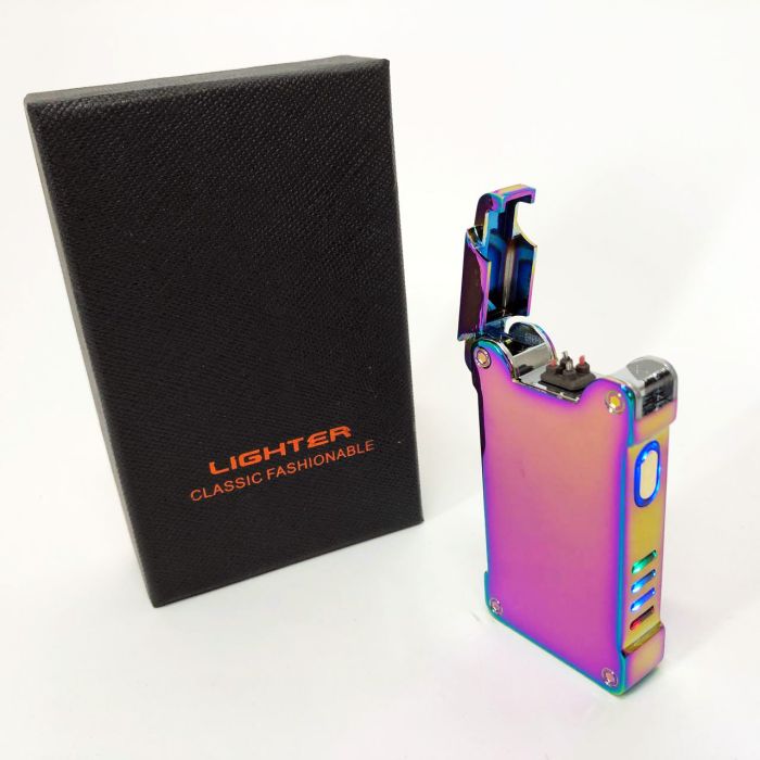 Дуговая электроимпульсная зажигалка с USB-зарядкой фонариком LIGHTER HL-437. Цвет: хамелеон